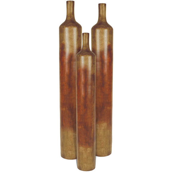 Tall Ceramic Floor Bottles Set of 3 | Antique Orange