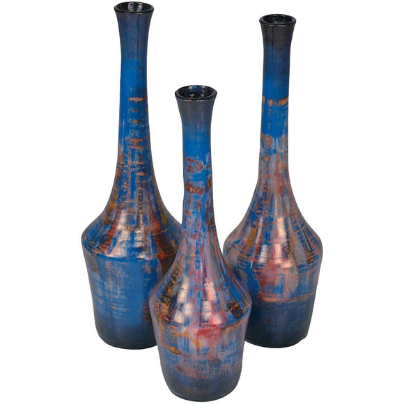 Cork Ceramic Vases Set of 3 | Cobalt Blue