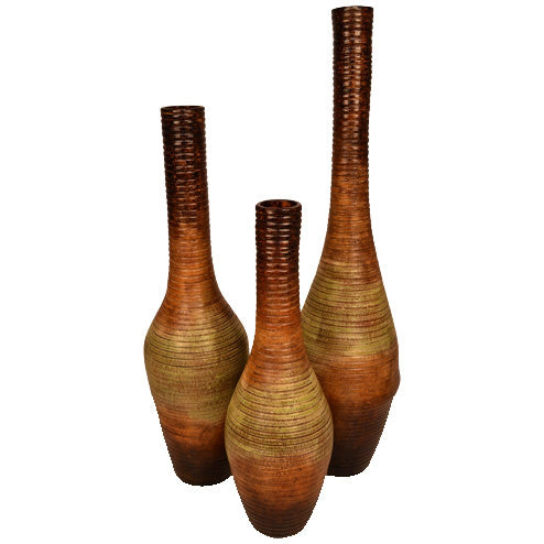 Brooks Ribbed Ceramic Vases Set of 3 | Grand Canyon