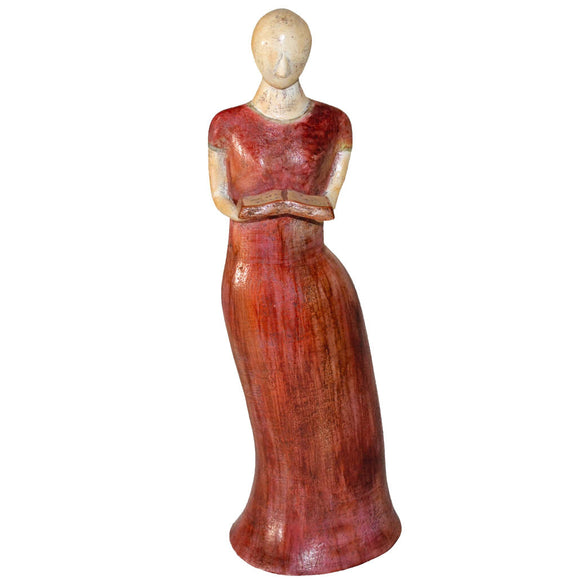 Lady with Open Book Ceramic Sculpture