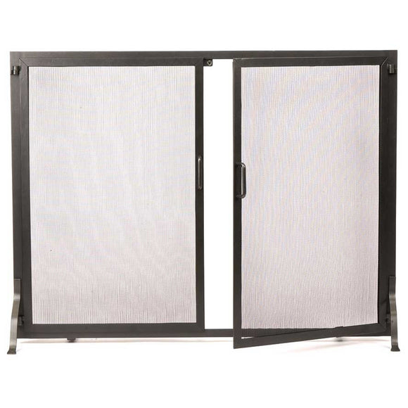 Large Graphite Classic Hearth Screen with Doors