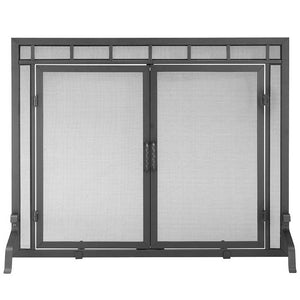 Large Geo Design Fireplace Screen with Doors