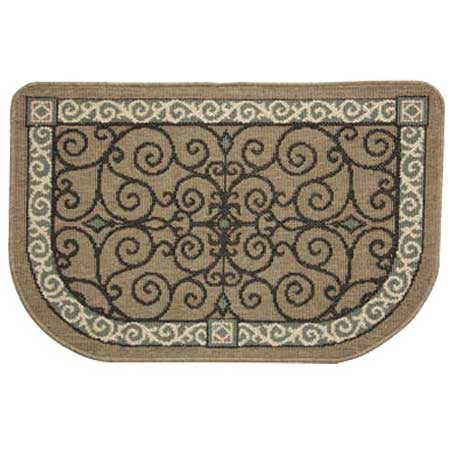 Half Round Washable Eastly Scroll Fireplace Rug