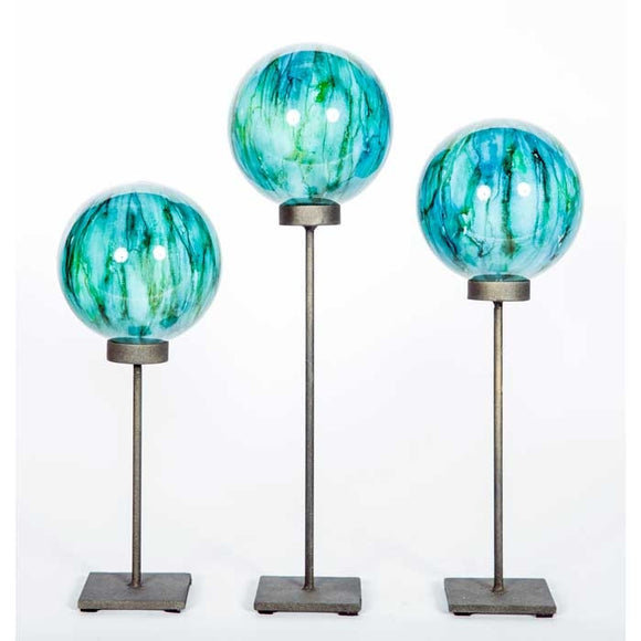Set of 3 Glass Balls on Stands in Lake Como