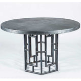 Hudson Dining Table with 48" Round  Hammered Zinc Top
