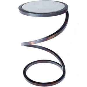 Spiral Round Accent Table with Hammered Zinc Top
