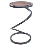Spiral Round Accent Table with Reclaimed Wood Top