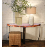 Demi Lune Strap Console Table with Hammered Copper Top