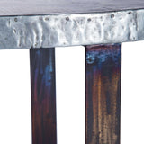 Demi Lune Strap Console Table with Hammered Zinc Top