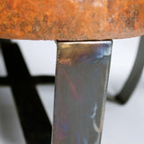 Round Strap Coffee Table with Hammered Copper Top