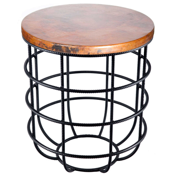 Axel Side Table with Round Hammered Copper Top