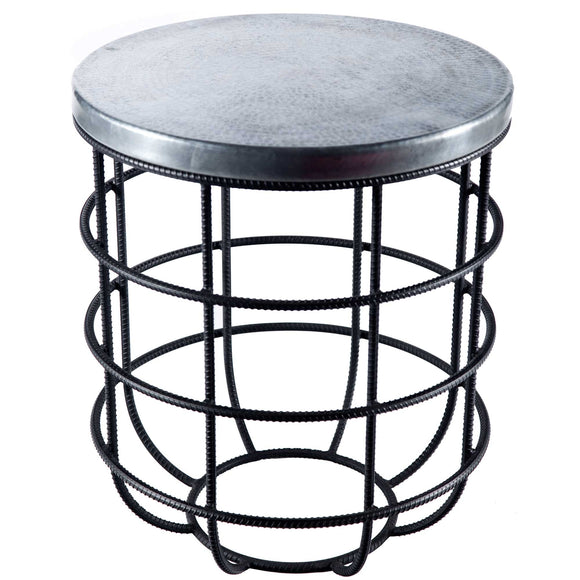 Axel Side Table with Round Hammered Zinc Top
