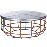 Axel Coffee Table with Round Hammered Zinc Top