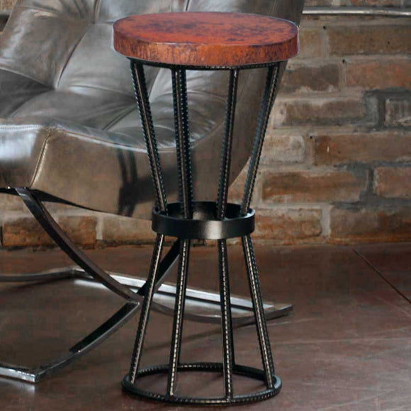 Axel Accent Table with Round Hammered Copper Top