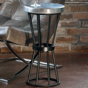 Axel Accent Table with Round Hammered Zinc Top