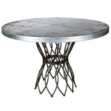 Infinity Dining Table with 48" Round Hammered Zinc Top
