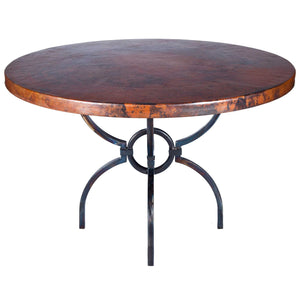 Logan Dining Table with 48" Round Hammered Copper Top