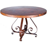 Pierre Dining Table with 54" Round Hammered Copper Top