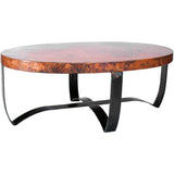 Oval Strap Cocktail Table with Copper Top