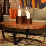 Oval Strap Cocktail Table with Copper Top