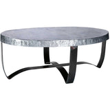 Oval Strap Cocktail Table with Hammered Zinc Top