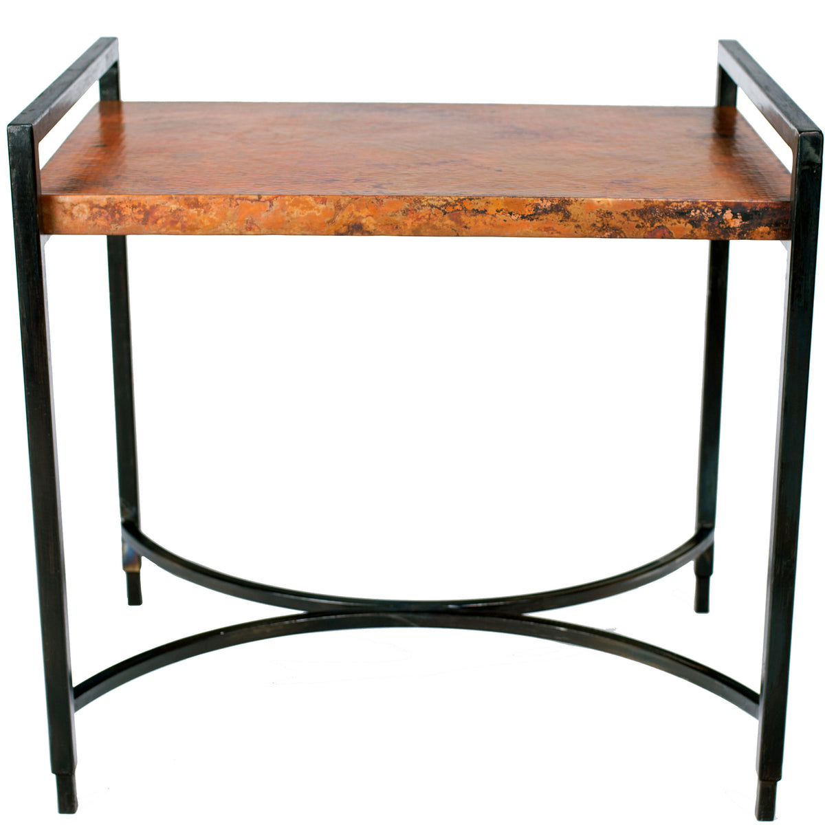 Rectangular Iron Tray Table with Hammered Copper Top – timelesswroughtiron