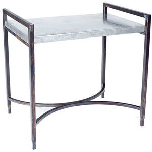 Rectangular Iron Tray Table with Hammered Zinc Top