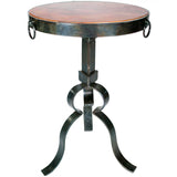 Carver Iron Accent Table with Hammered Copper Top