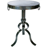 Carver Iron Accent Table with Hammered ZincTop