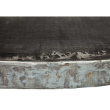 Iron Rivet Strap Accent Table with Hammered Zinc Top