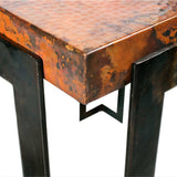Steel Strap  Cocktail Table with Hammered Copper Top