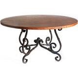 French Dining Table with 48" Round Hammered Copper Top