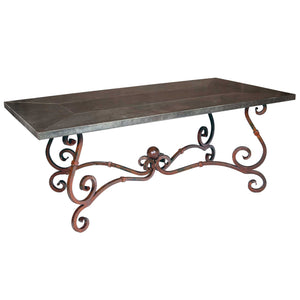 French Rectangle Dining Table with Hammered Zinc Top