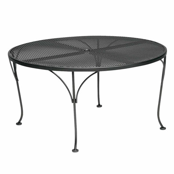 42 round patio table with umbrella hole Woodard 42′′ Diameter Wrought Iron Dining/Umbrella Chat Table #190294