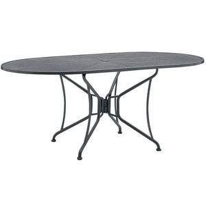 iron patio table with umbrella hole Mesh Top Patio Dining Table with Umbrella Hole