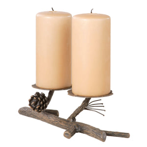 Rustic Pine Double Candle Holder