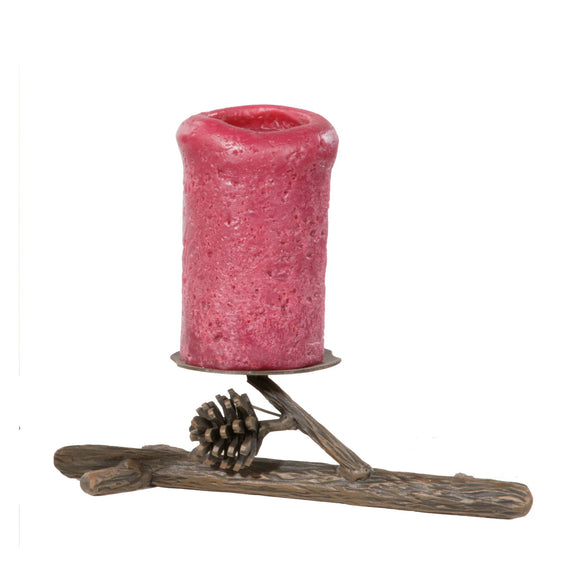 Rustic Pine Single Candle Holder