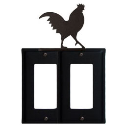 Wrought Iron Rooster Double GFI Cover