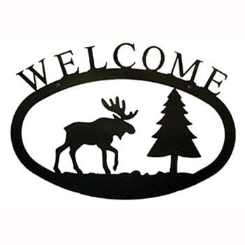 Moose & Pine Tree Welcome Sign