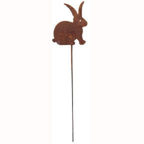 Wrought Iron Rusted Bunny Garden Stake