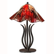 large red table lamp